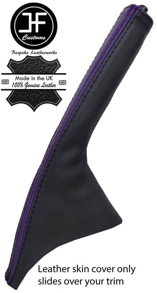 BLACK & PURPLE TOP GRAIN LEATHER HANDBRAKE GAITER FOR TOYOTA CELICA MK7 1999-05