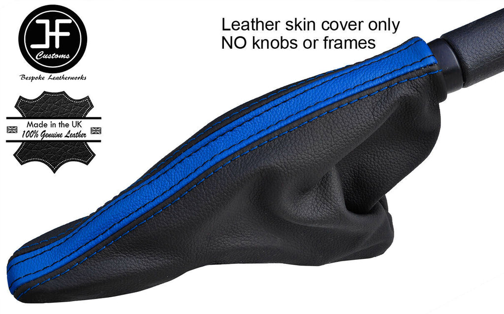 BLACK & R BLUE TOP GRAIN LEATHER HANDBRAKE GAITER FOR BMW MINI R50 R52 R53 01-06