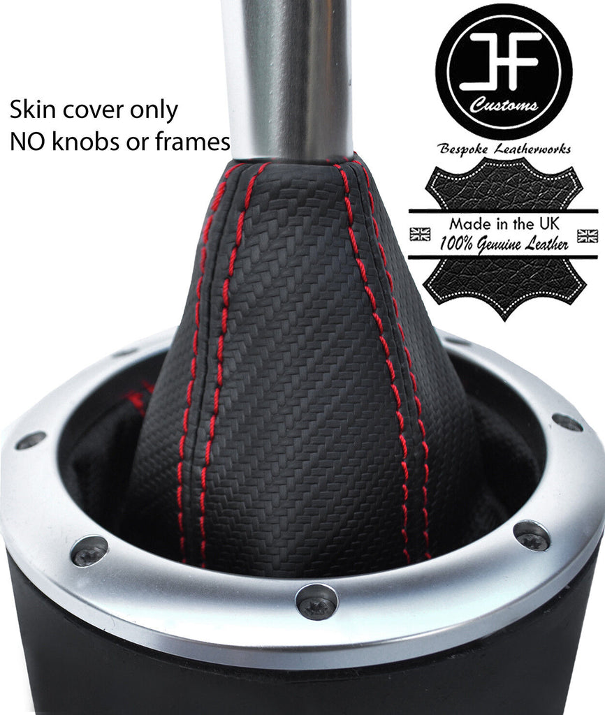 RED STITCHING CARBON FIBER VINYL MANUAL GEAR GAITER FOR AUDI TT MK1 1998-2006