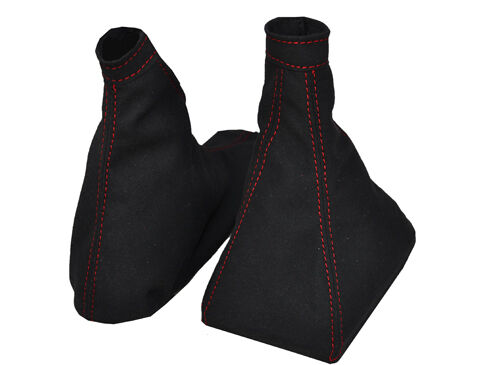 RED STITCHING FITS ALFA ROMEO 147 2001-2010 GEAR HANDBRAKE GAITERS PU SUEDE