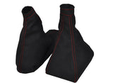 RED STITCHING FITS ALFA ROMEO 147 2001-2010 GEAR HANDBRAKE GAITERS PU SUEDE