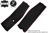 RED STITCH 2X LOWER B PILLAR LEATHER COVERS FITS VW T5 TRANSPORTER SHUTTLE