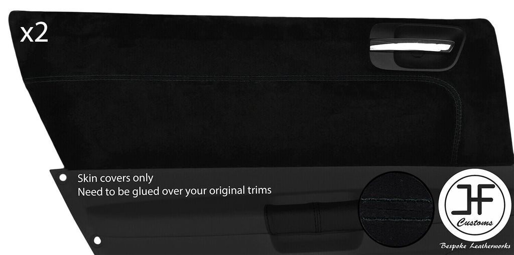 BLACK STITCH 2X REAR DOOR CARD TRIM SUEDE COVERS FOR CHRYSLER 300C 2005-2011