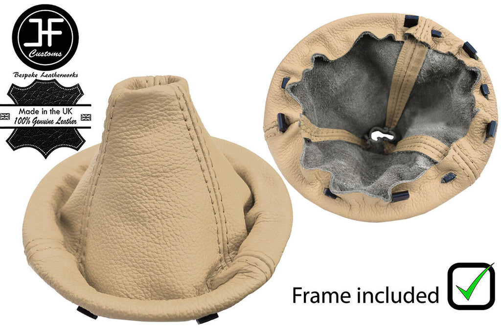 IVORY REAL LEATHER MANUAL GEAR GAITER WITH PLASTIC FRAME FOR FIAT 500 2007-2015