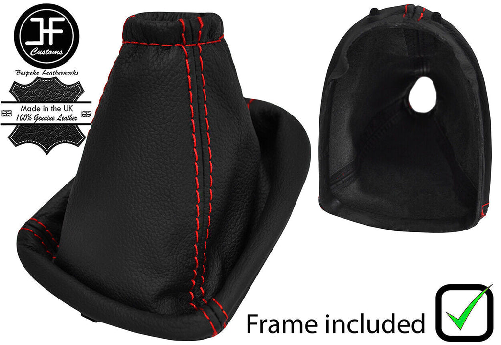 RED STITCH LEATHER MANUAL GEAR GAITER+PLASTIC FRAME FOR FORD FOCUS MK1 98-04