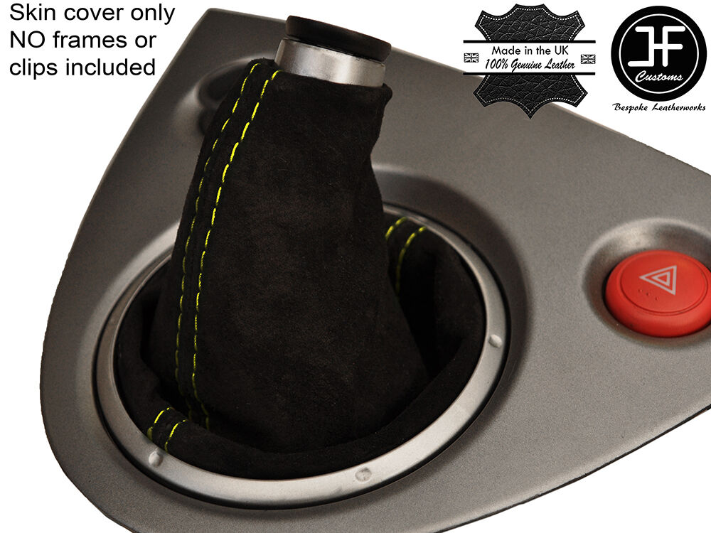 YELLOW STITCH BLACK FAUX SUEDE GEAR GAITER FITS HONDA CIVIC EP3 TYPE R 2001-2005