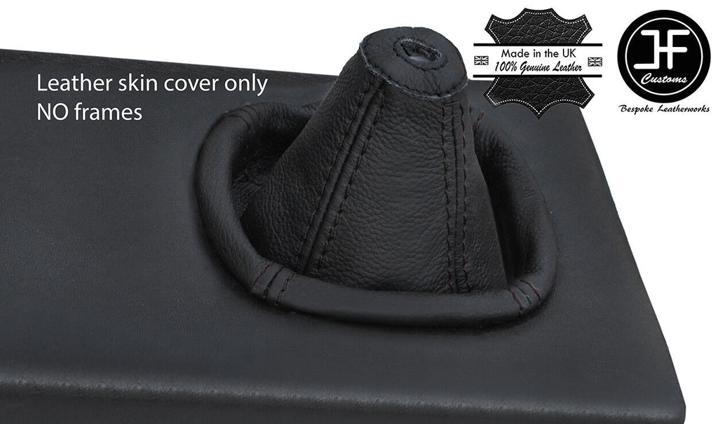BLACK STITCHING REAL LEATHER MANUAL GEAR GAITER FITS LANCIA MONTECARLO SCORPION