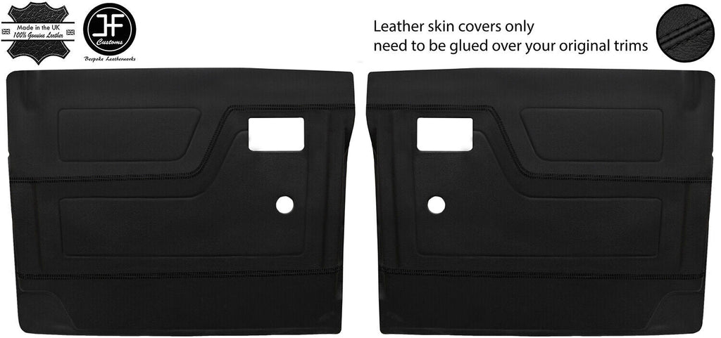 BLACK STITCH AFTERMARKET 2X FRONT DOOR CARD LEATHER COVERS FOR DEFENDER 90 110