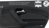 BLACK & BLACK 4X REAR DOOR CARD LEATHER COVERS FOR VW POLO MK8 09-16 5 DOOR