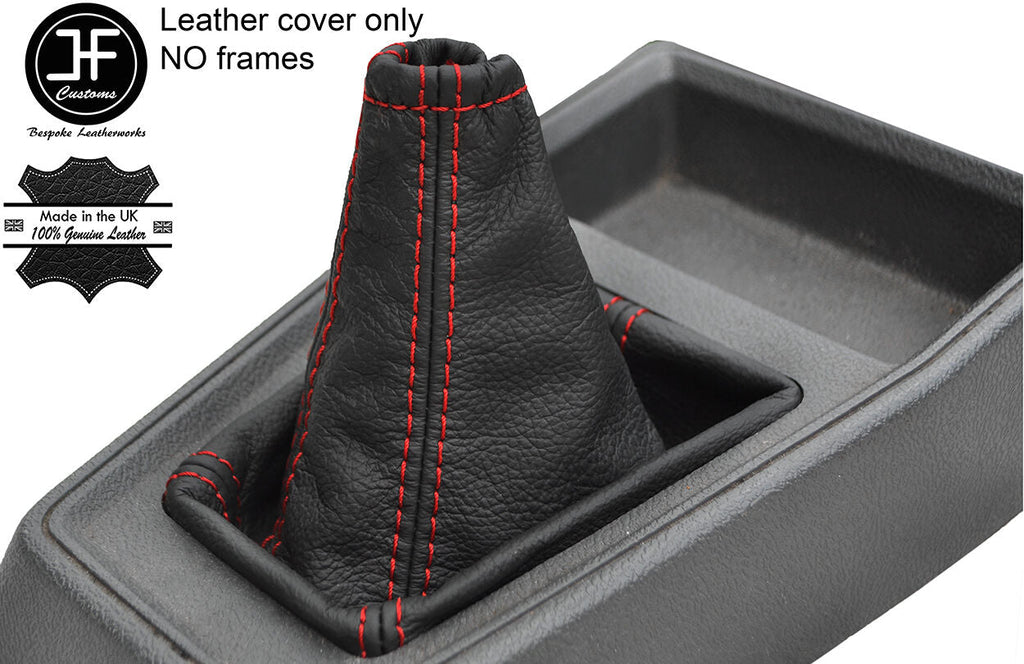 RED STITCHING TOP GRAIN REAL LEATHER GEAR GAITER FITS PEUGEOT 205 MK2 PHASE 2