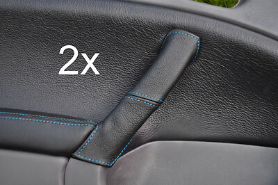 blue stitch FITS SAAB 95 9-5  2X LEATHER DOOR HANDLE COVERS 1997-2005 CUSTOM NEW