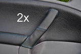 blue stitch FITS SAAB 95 9-5  2X LEATHER DOOR HANDLE COVERS 1997-2005 CUSTOM NEW