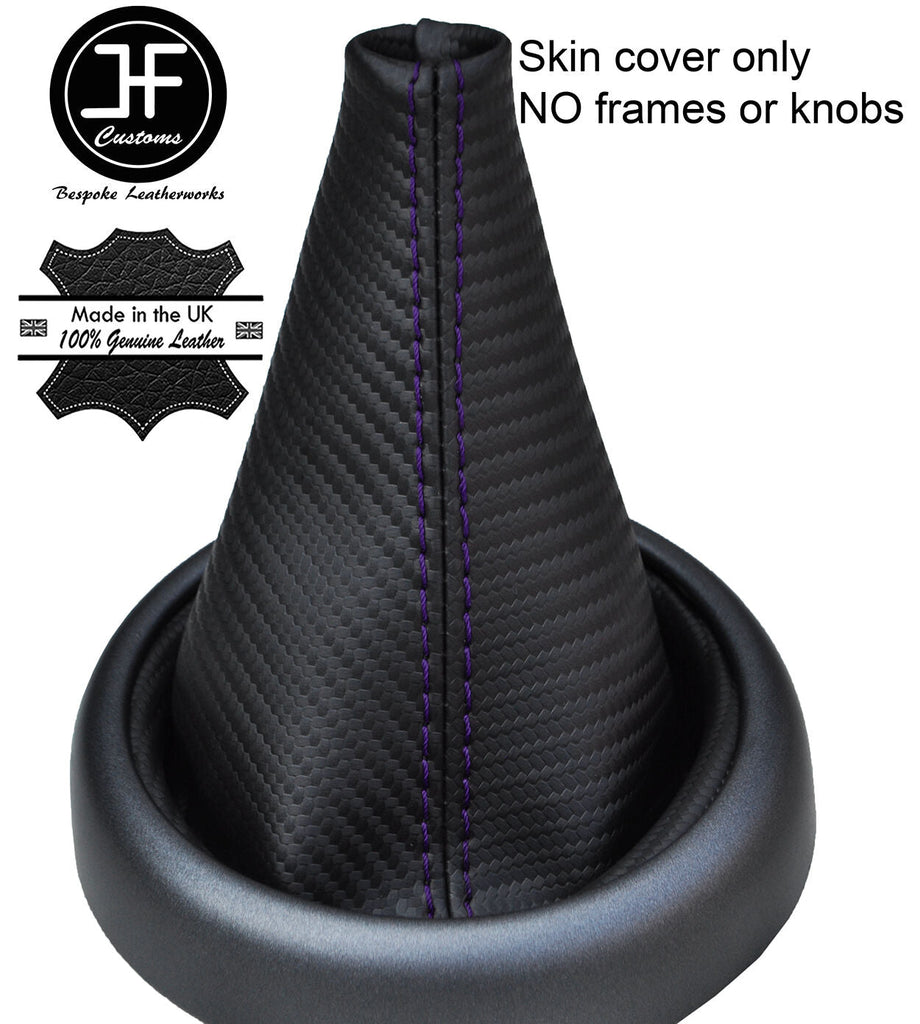 PURPLE STITCH CARBON FIBER VINYL GEAR GAITER FITS BMW MINI R50 R52 R53 2001-2006