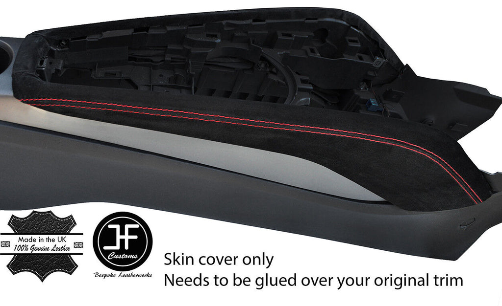 RED STITCH CENTER CONSOLE SIDE TRIM REAL SUEDE COVERS FITS AUDI TT MK3 15-19