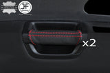 RED STITCHING 2X FRONT DOOR HANDLE LEATHER COVERS FITS VW AMAROK 2010-2017