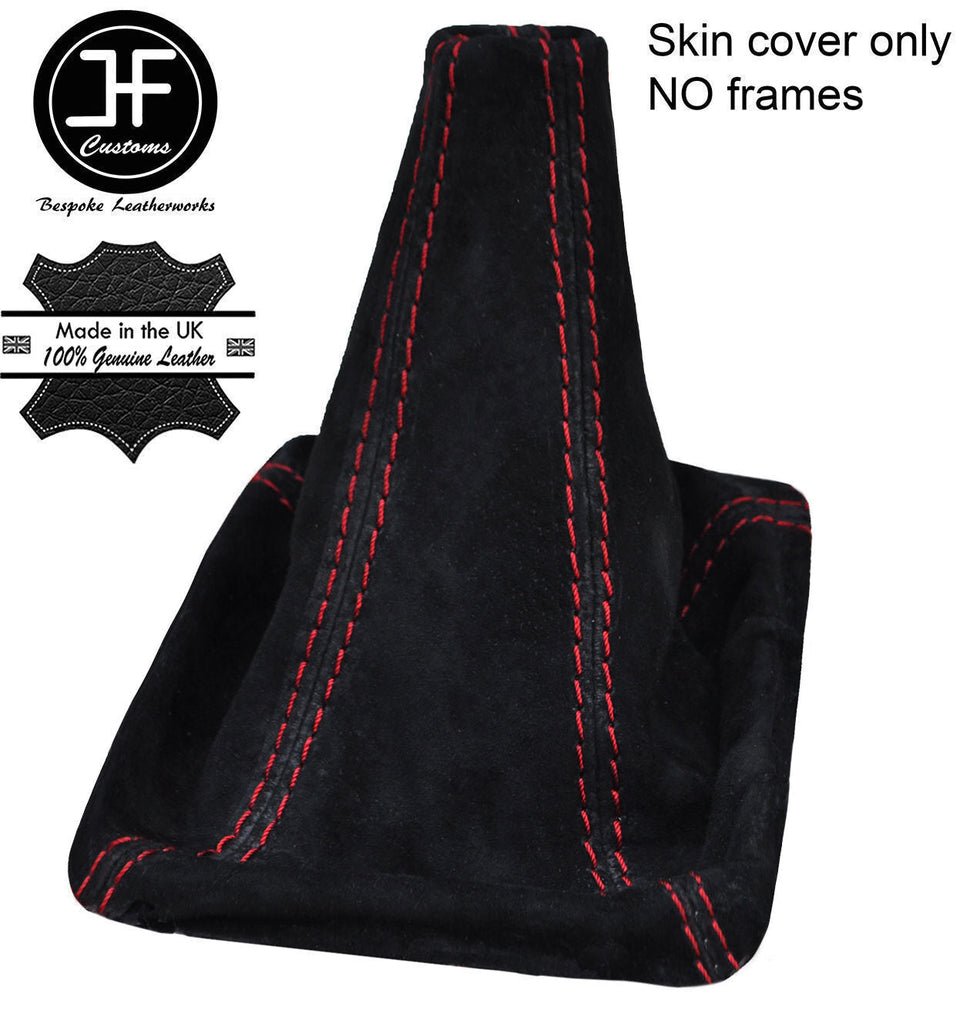 RED STITCHING REAL SUEDE GEAR GAITER FITS MITSUBISHI LANCER EVO 4 5 6 IV V VI