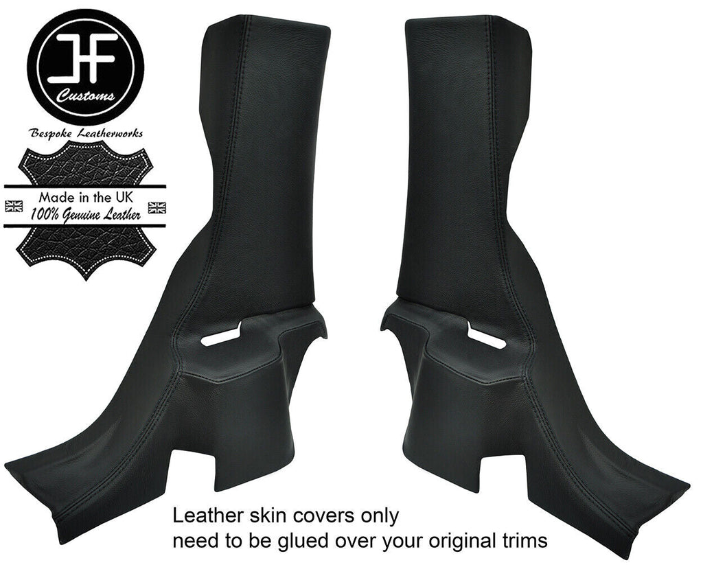 BLACK STITCH 2X LOWER B PILLAR LEATHER COVERS FITS JEEP WRANGLER JK 11-17 2 DR