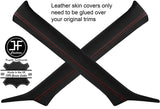 RED STITCH 2X A PILLAR REAL LEATHER COVERS FITS NISSAN GT-R GTR R35 2009-2017