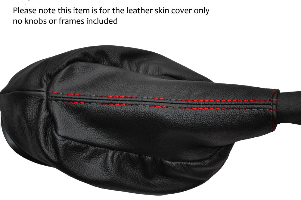 RED STITCH LEATHER HANDBRAKE GAITER OVER RUBBER FITS AIXAM 500 1997-2005