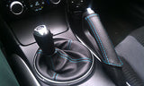 blue stitch FITS MAZDA RX8 BLACK LEATHER GEAR & HANDBRAKE GAITER CUSTOM NEW