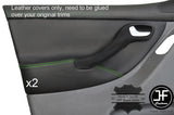 GREEN STITCH 2X FRONT DOOR CARD TRIM LEATHER COVER FOR SEAT LEON MK1 99-05 5 DR