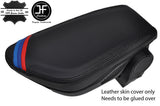 BLACK STITCH TRI STRIPES LEATHER ARMREST LID COVER FOR BMW F45 F46 14-18