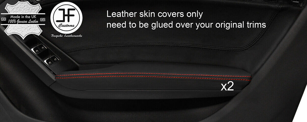 RED STITCH 2X FRONT DOOR ARMREST LEATHER COVERS FOR AUDI A5 CABRIO 09-16