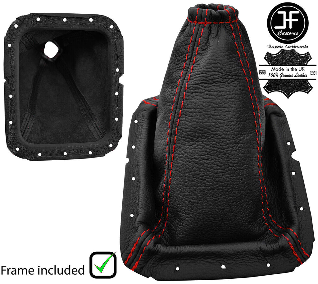 RED  STITCH LEATHER MANUAL GEAR + PLASTIC FRAME FOR FORD TRANSIT CONNECT 02-09