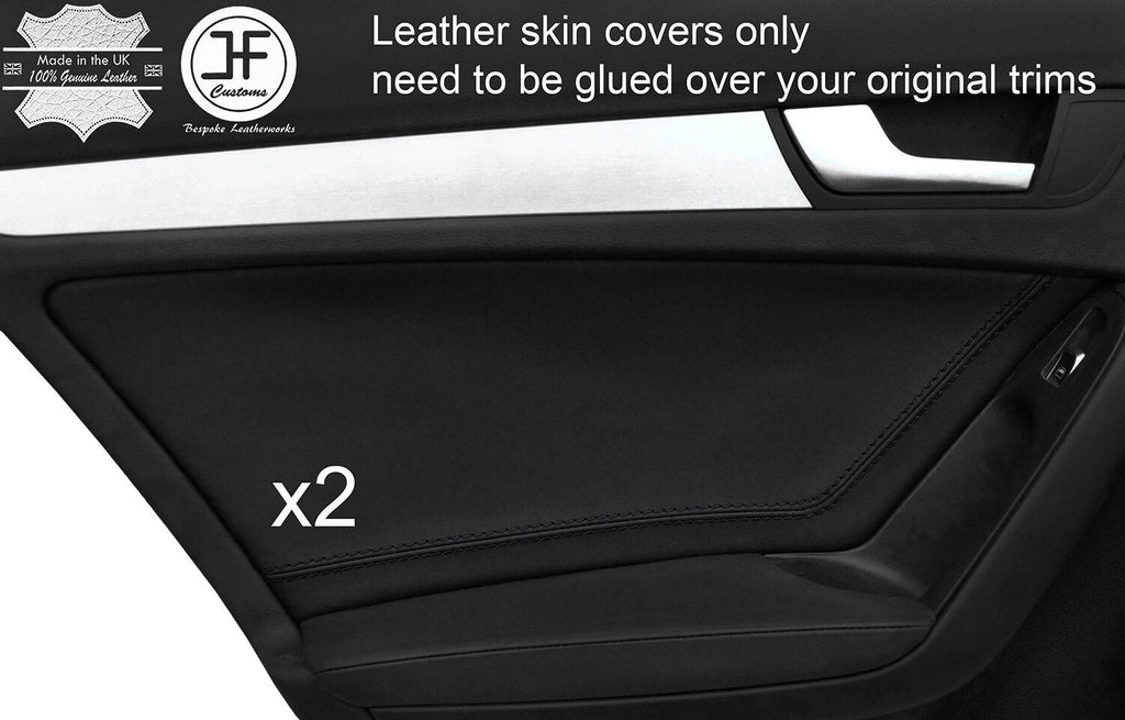 BLACK STITCH 2X REAR DOOR CARD NAPPA LEATHER COVERS FITS AUDI A4 B8 2008-2015