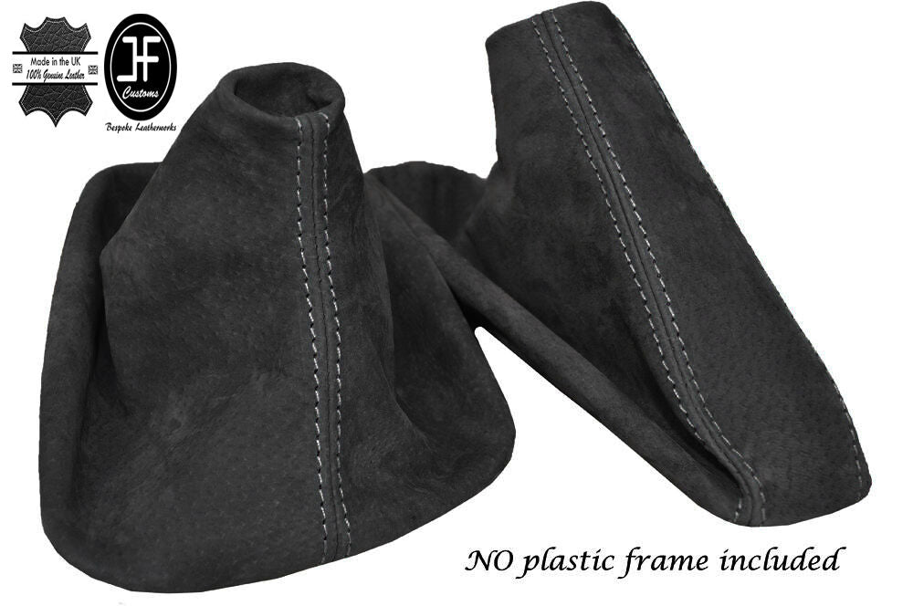 WHITE STITCH REAL DARK GREY SUEDE GEAR HANDBRAKE GAITER FOR BMW 3 SERIES E36 E46
