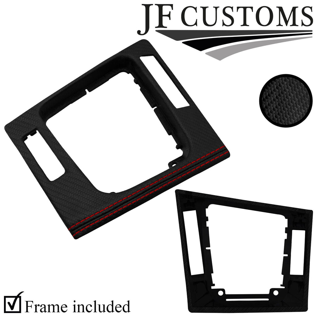 D RED STITCH CARBON GEAR SURROUND COVER+FRAME FOR BMW E46 CONVERTIBLE JF2