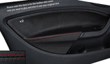 RED STITCH 2X FRONT DOOR CARD TRIM LEATHER COVER FITS SEAT IBIZA 2009-2014 5DR