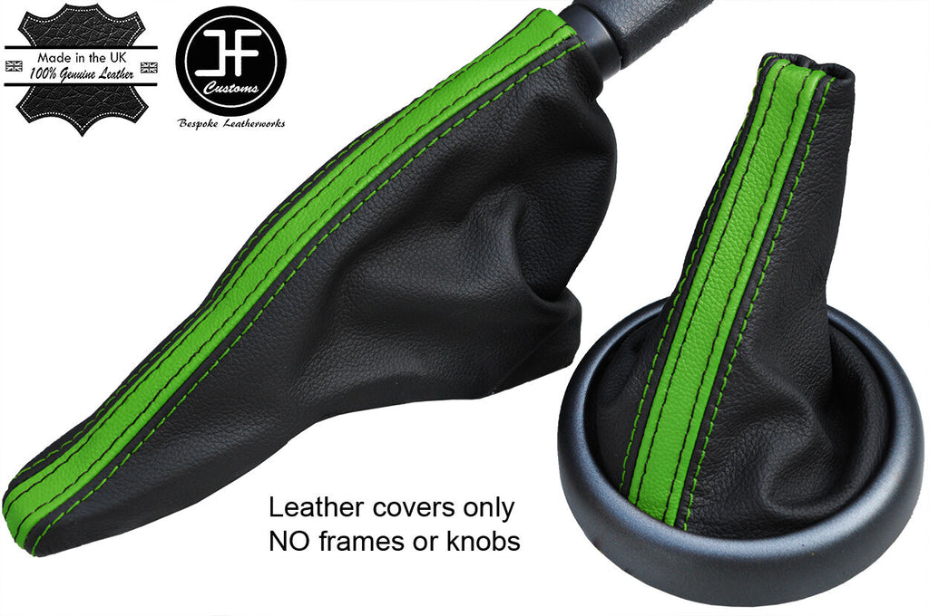 BLACK & GREEN STRIPE TOP GRAIN LEATHER GAITER SET FOR BMW MINI R50 R52 R53 01-06