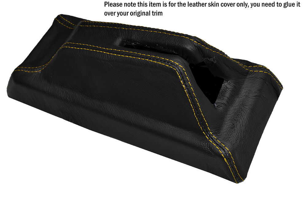 YELLOW STITCH CENTRE CONSOLE HANDBRAKE HOUSING LEATHER COVER FITS PEUGEOT 205