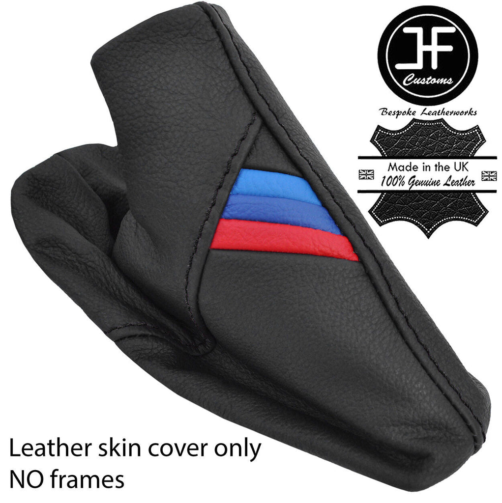 BLACK STITCH TRI STRIPES REAL LEATHER HANDBRAKE GAITER FOR BMW E39 95-03