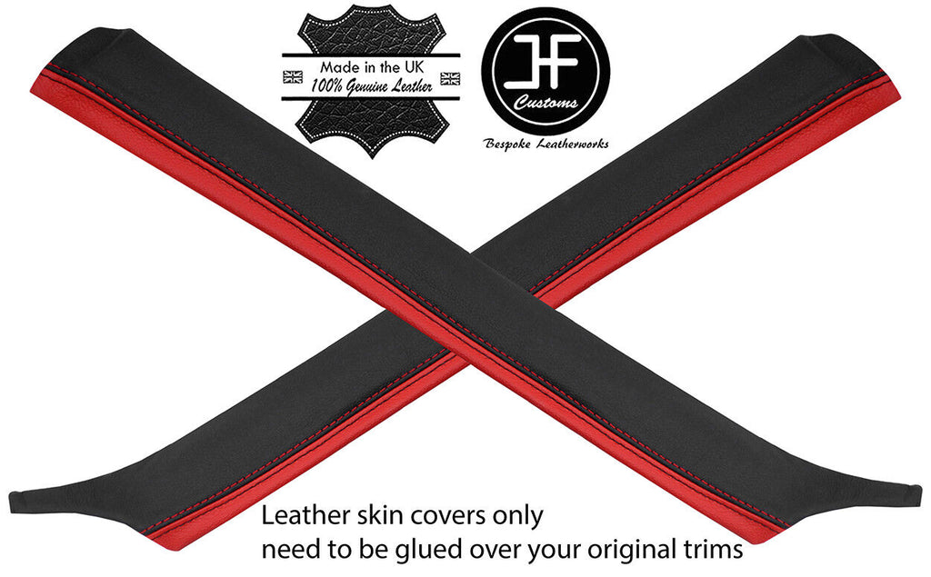 BLACK & RED  2X A PILLAR REAL LEATHER COVERS FITS BMW E30 84-93 CONVERTIBLE