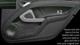 GREEN STITCH 2X DOOR CARDS LEATHER SKIN COVERS FITS SMART FORTWO 451 2007-2014