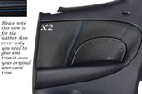 BLUE STITCHING 2X REAR DOOR CARD TRIM LEATHER SKIN COVERS FITS FORD PUMA 97-02