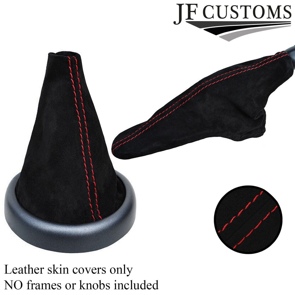 RED STITCH SUEDE MANUAL GEAR & HANDBRAKE GAITER FOR BMW MINI R50 R52 01-06