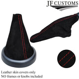 RED STITCH SUEDE MANUAL GEAR & HANDBRAKE GAITER FOR BMW MINI R50 R52 01-06