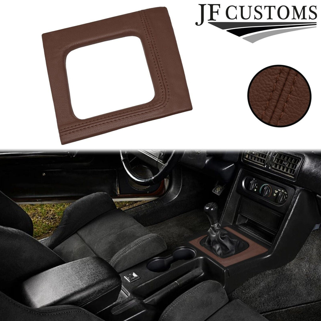 BROWN LEATHER COVERED MANUAL SHIFT SURROUND TRIM + FRAME FOR FORD MUSTANG 87-93