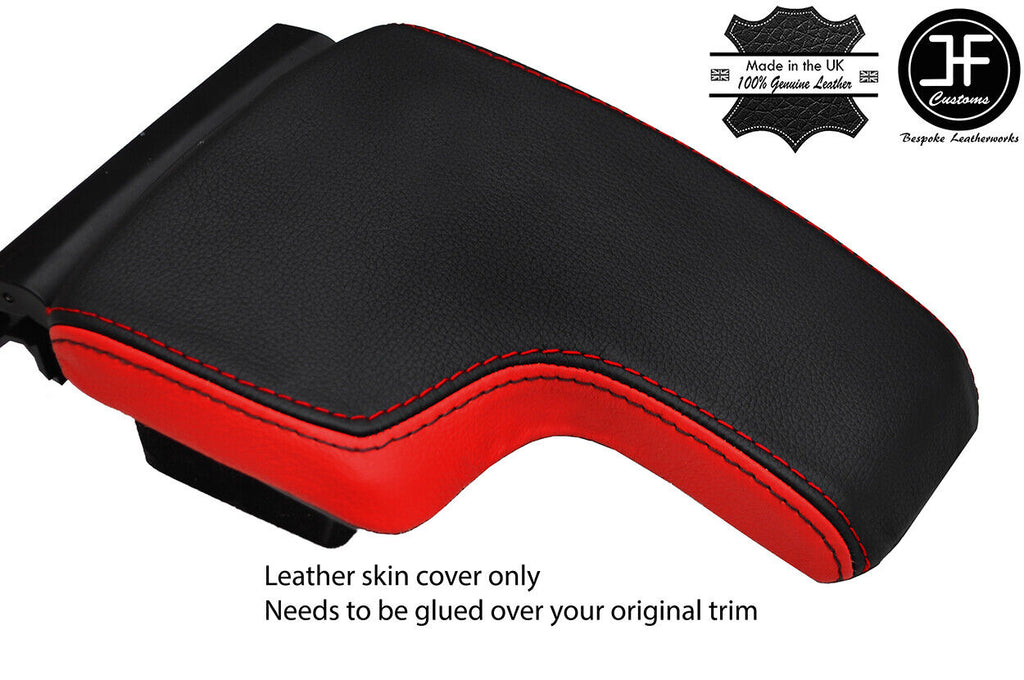BLACK & RED TOP GRAIN LEATHER ARMREST LID COVER FITS ALFA ROMEO 159 05-11