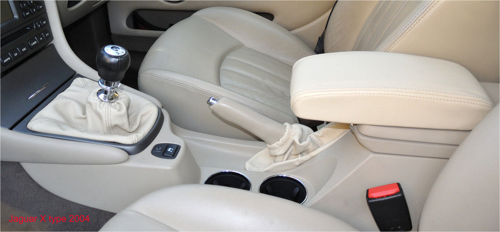 FITS JAGUAR CREAM X TYPE 01-2009 LEATHER GEAR & HANDBRAKE  SET+ARMREST COVER