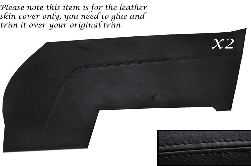 BLACK STITCH 2X DOOR CARD LEATHER SKIN COVERS FITS PORSCHE 911 T & 911 S 69-71