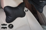 1X BLACK STITCH BLACK LEATHER LUXURY HEADREST PILLOW NECK REST CUSHION PAD