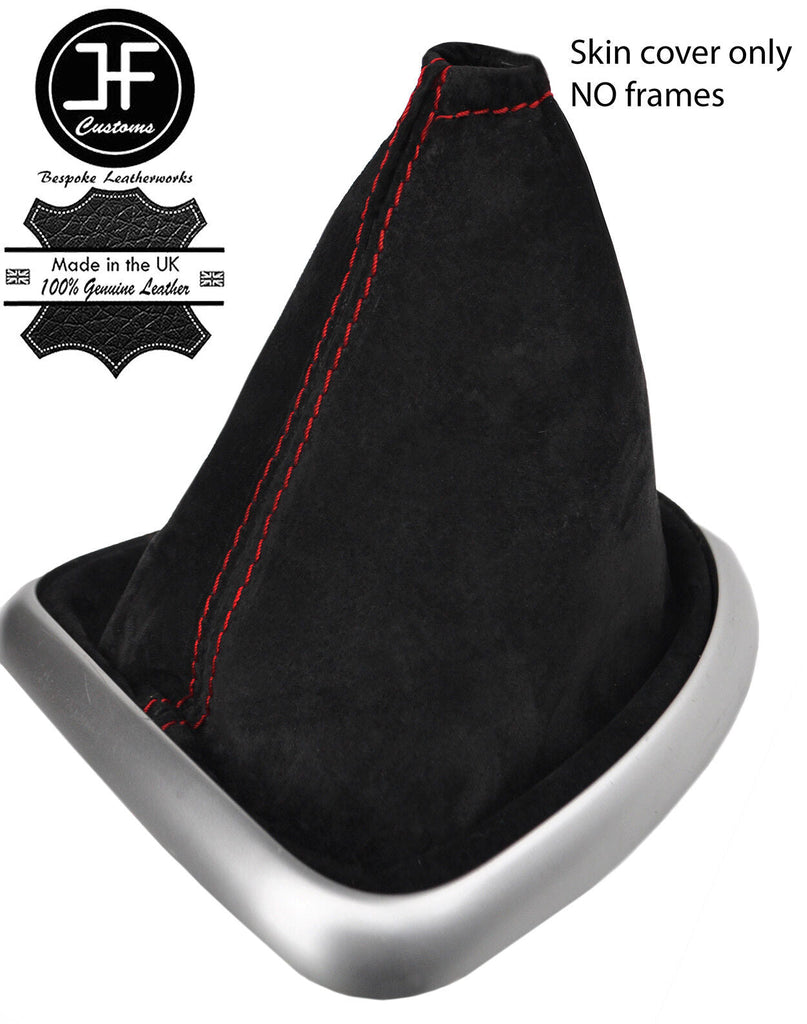 RED STITCHING REAL SUEDE GEAR GAITER FITS QASHQAI J10 2007-2013 CUSTOM NEW