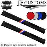 TRI STRIPE LEATHER  2X CAR KEY HOLDER PROTECTOR FITS FORD MUSTANG 2015-2020