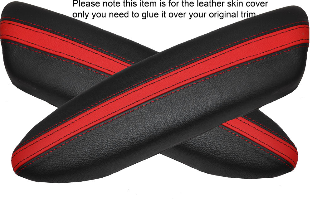BLACK & RED 2X PANTHERS DOOR ARMREST LEATHER COVER FITS BMW MINI COOPER 04-06