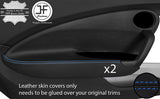 BLUE STITCH 2X FRONT DOOR CARD TRIM LEATHER COVERS FITS HONDA CR-Z CR Z 10-16