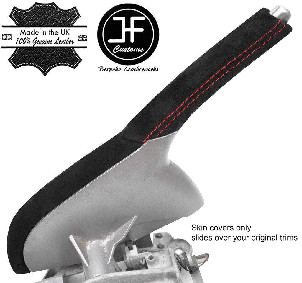 RED STITCH HANDBRAKE HANDLE & TRIM REAL SUEDE COVERS FOR PORSCHE CARRERA 997